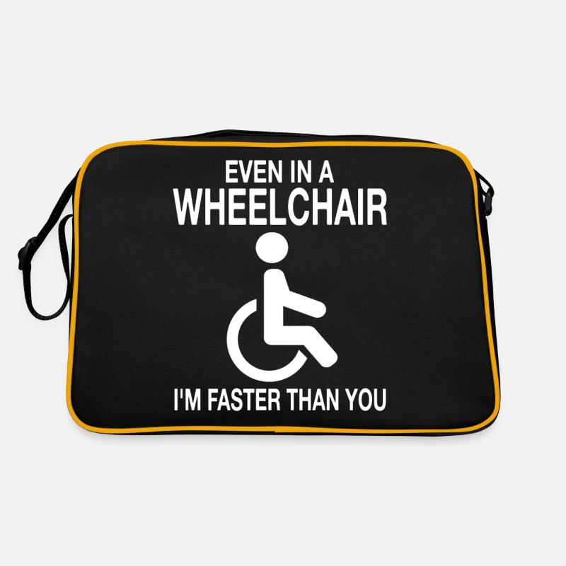 Rollstuhl Rollstuhlfahrer Behinderung Humor - Retro Tasche - Schwarz/Gold