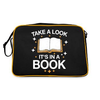 Bücher Buch lesen Bücherei Bibliothek Bücherwurm - Retro Tasche - Schwarz/Gold - Hinten
