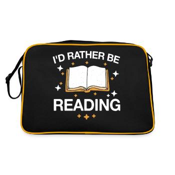 Bücher Buch lesen Bücherei Bibliothek Bücherwurm - Retro Tasche - Schwarz/Gold - Hinten