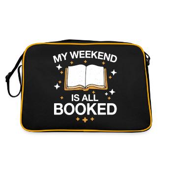 Bücher Buch lesen Bücherei Bibliothek Bücherwurm - Retro Tasche - Schwarz/Gold - Hinten