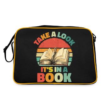 Bücher Buch lesen Bücherei Bibliothek Bücherwurm - Retro Tasche - Schwarz/Gold - Hinten
