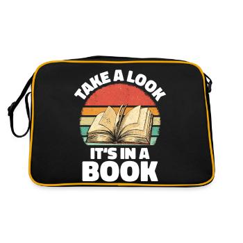 Bücher Buch lesen Bücherei Bibliothek Bücherwurm - Retro Tasche - Schwarz/Gold - Hinten