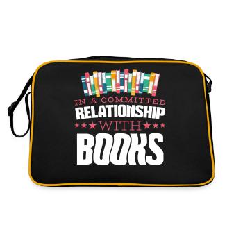 Bücher Buch lesen Bücherei Bibliothek Bücherwurm - Retro Tasche - Schwarz/Gold - Hinten