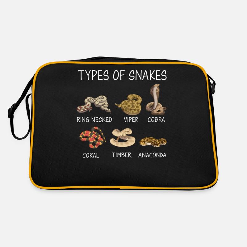 Schlange Schlangen Tier - Retro Tasche - Schwarz/Gold