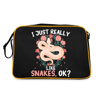 Snake, Snake, Animal - Retro Bag - black/gold - Back