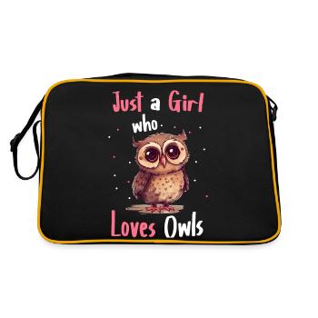 Eule Vogel Tier Eulen - Retro Tasche - Schwarz/Gold - Hinten
