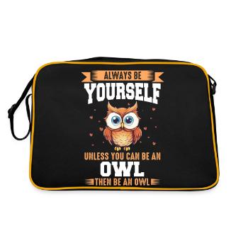 Eule Vogel Tier Eulen - Retro Tasche - Schwarz/Gold - Hinten