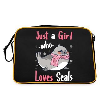 Phoque, phoque, animal, lion de mer - Sac Retro - noir/or - Dos