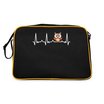 Eule Vogel Tier Eulen - Retro Tasche - Schwarz/Gold - Hinten
