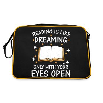 Bücher Buch lesen Bücherei Bibliothek Bücherwurm - Retro Tasche - Schwarz/Gold - Hinten