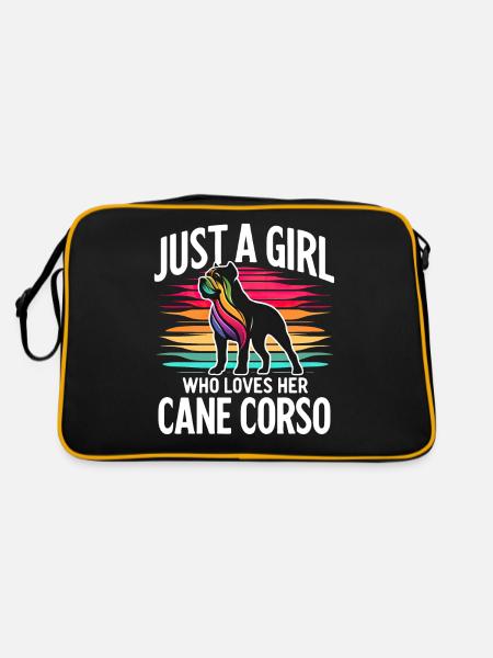 Cane Corso Hund - Retro Tasche - Schwarz/Gold - Hinten