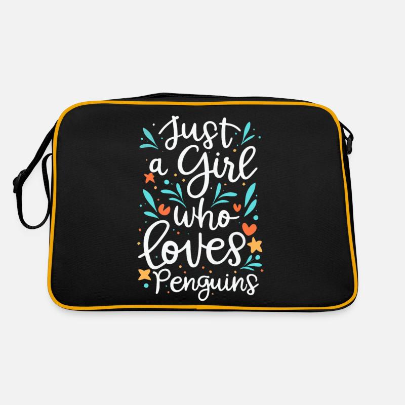 Pinguin Pinguine Tier - Retro Tasche - Schwarz/Gold