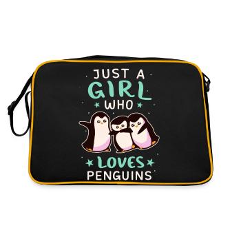 Pinguin Pinguine Tier - Retro Tasche - Schwarz/Gold - Hinten