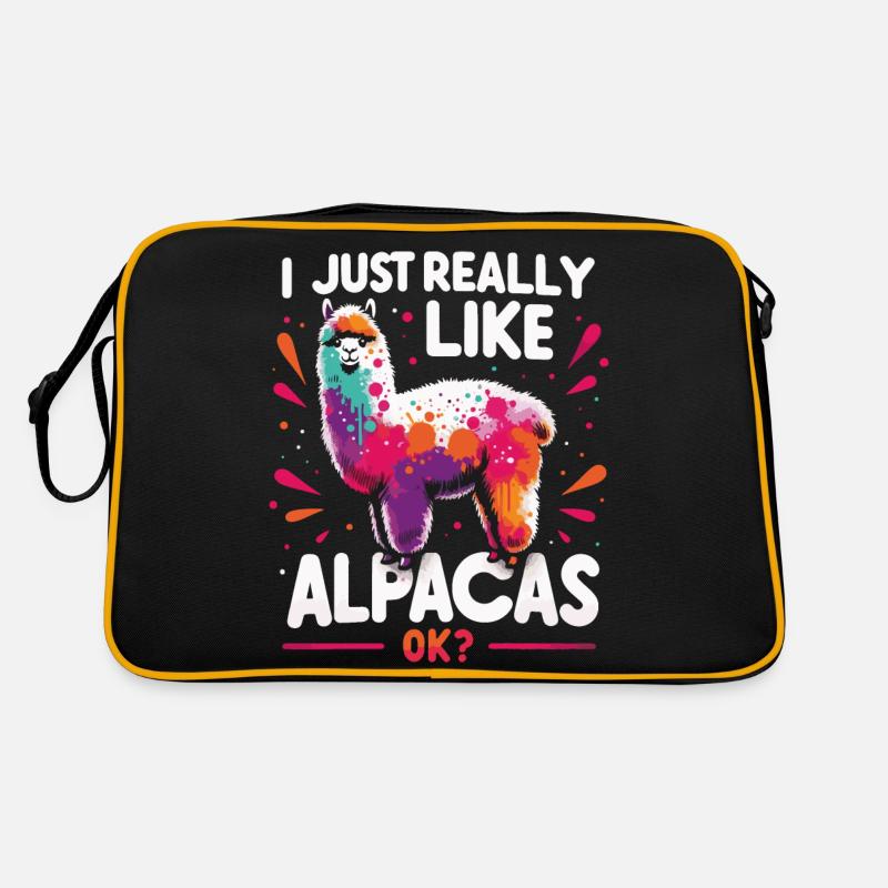 Alpaka Llama - Retro Tasche - Schwarz/Gold