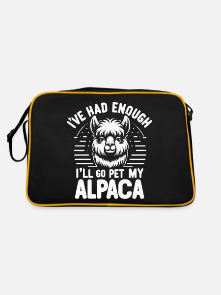Alpaka Llama - Retro Tasche - Schwarz/Gold - Hinten