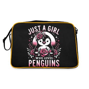 Pinguin Pinguine Tier - Retro Tasche - Schwarz/Gold - Hinten