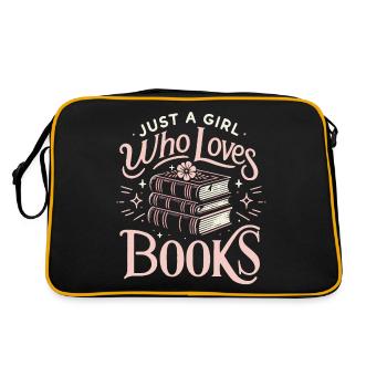 Bücher Buch lesen Bücherei Bibliothek Bücherwurm - Retro Tasche - Schwarz/Gold - Hinten