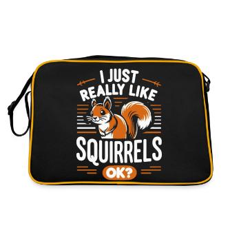 Squirrel, Animal, Rodent - Retro Bag - black/gold - Back