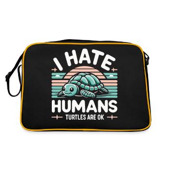 Turtle Sea Turtle Turtle Animal - Retro Bag - black/gold - Back