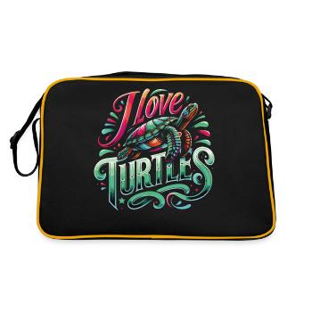 Turtle Sea Turtle Turtle Animal - Retro Bag - black/gold - Back