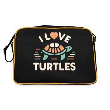 Turtle Sea Turtle Turtle Animal - Retro Bag - black/gold - Back