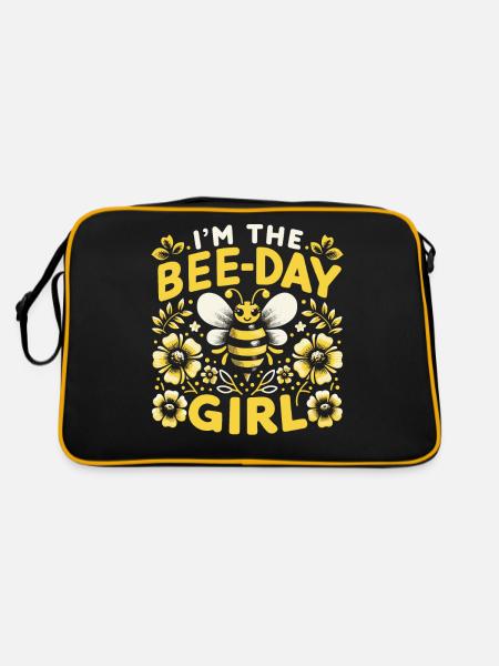 Honigbiene Imker Bienen Biene - Retro Tasche - Schwarz/Gold - Hinten
