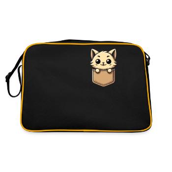 Chat, Amoureux Des Chats, Propriétaire De Chat, Chaton - Sac Retro - noir/or - Dos