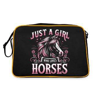 Pferd Pferde Reiten Pferdereiten Sprungreiten - Retro Tasche - Schwarz/Gold - Hinten