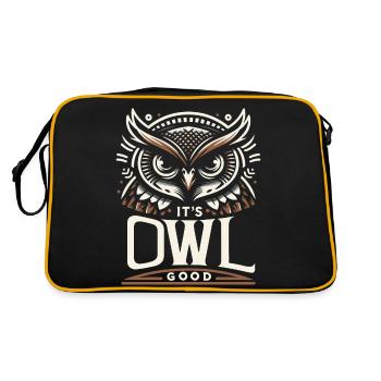 Eule Vogel Tier Eulen - Retro Tasche - Schwarz/Gold - Hinten