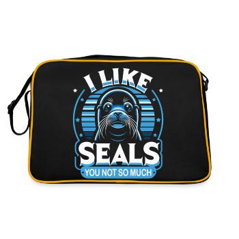 Robbe Robben Tier Seelöwe - Retro Tasche - Schwarz/Gold - Hinten