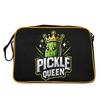 Gurke Essiggurke Gewürzgurke Essen Dill - Retro Tasche - Schwarz/Gold - Hinten