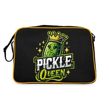 Gurke Essiggurke Gewürzgurke Essen Dill - Retro Tasche - Schwarz/Gold - Hinten