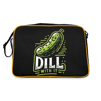 Gurke Essiggurke Gewürzgurke Essen Dill - Retro Tasche - Schwarz/Gold - Hinten