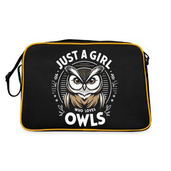 Eule Vogel Tier Eulen - Retro Tasche - Schwarz/Gold - Hinten