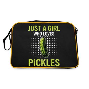 Gurke Essiggurke Gewürzgurke Essen Dill - Retro Tasche - Schwarz/Gold - Hinten