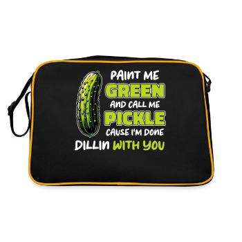 Gurke Essiggurke Gewürzgurke Essen Dill - Retro Tasche - Schwarz/Gold - Hinten