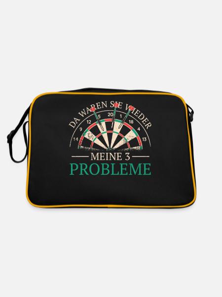 Dart Darts Dartspieler Dartsport - Retro Tasche - Schwarz/Gold - Hinten