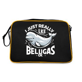 Beluga Whale Ocean Belugas Whales - Retro Bag - black/gold - Back