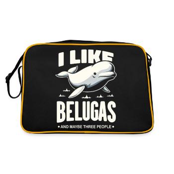 Beluga Whale Ocean Belugas Whales - Retro Bag - black/gold - Back