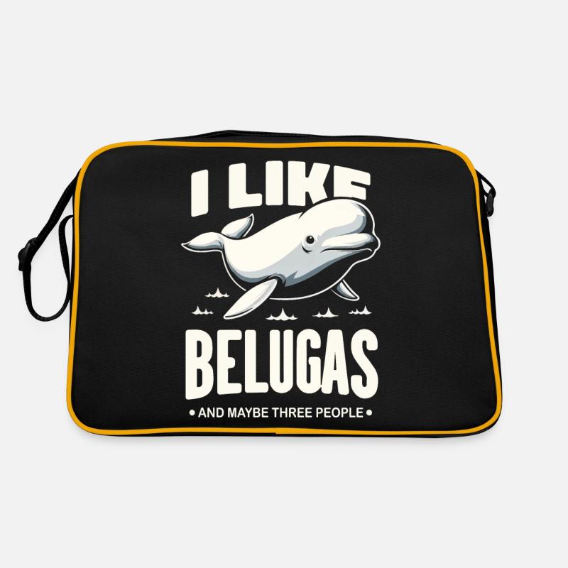 Béluga Béluga Océan Bélugas Baleines - Sac Retro - noir/or