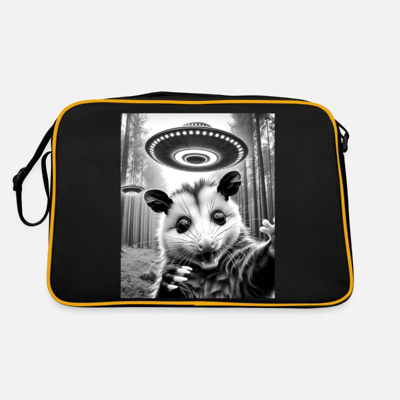 Opossum Possum Tier - Retro Tasche - Schwarz/Gold