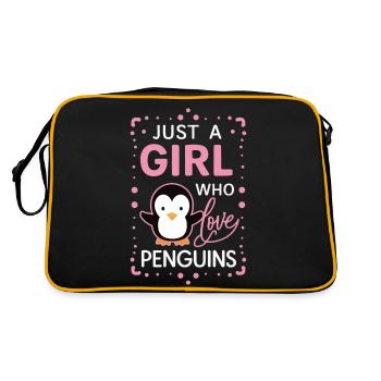 Pinguin Pinguine Tier - Retro Tasche - Schwarz/Gold - Hinten