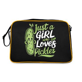 Gurke Essiggurke Gewürzgurke Essen Dill - Retro Tasche - Schwarz/Gold - Hinten