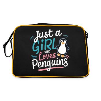 Pinguin Pinguine Tier - Retro Tasche - Schwarz/Gold - Hinten