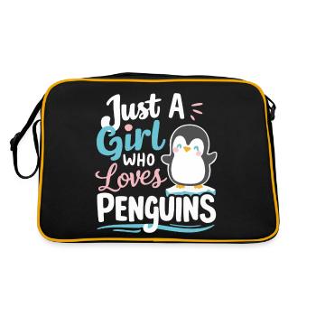 Pinguin Pinguine Tier - Retro Tasche - Schwarz/Gold - Hinten