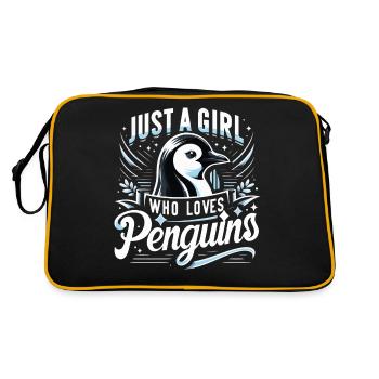 Pinguin Pinguine Tier - Retro Tasche - Schwarz/Gold - Hinten