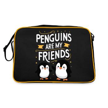 Pinguin Pinguine Tier - Retro Tasche - Schwarz/Gold - Hinten