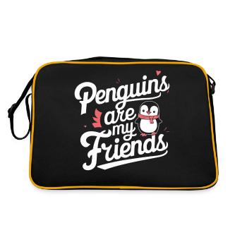 Pinguin Pinguine Tier - Retro Tasche - Schwarz/Gold - Hinten