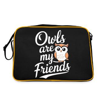 Eule Vogel Tier Eulen - Retro Tasche - Schwarz/Gold - Hinten
