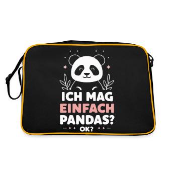 Panda Panda Bear Pandas - Retro Bag - black/gold - Back